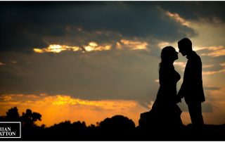 bride groom silhouette sunset