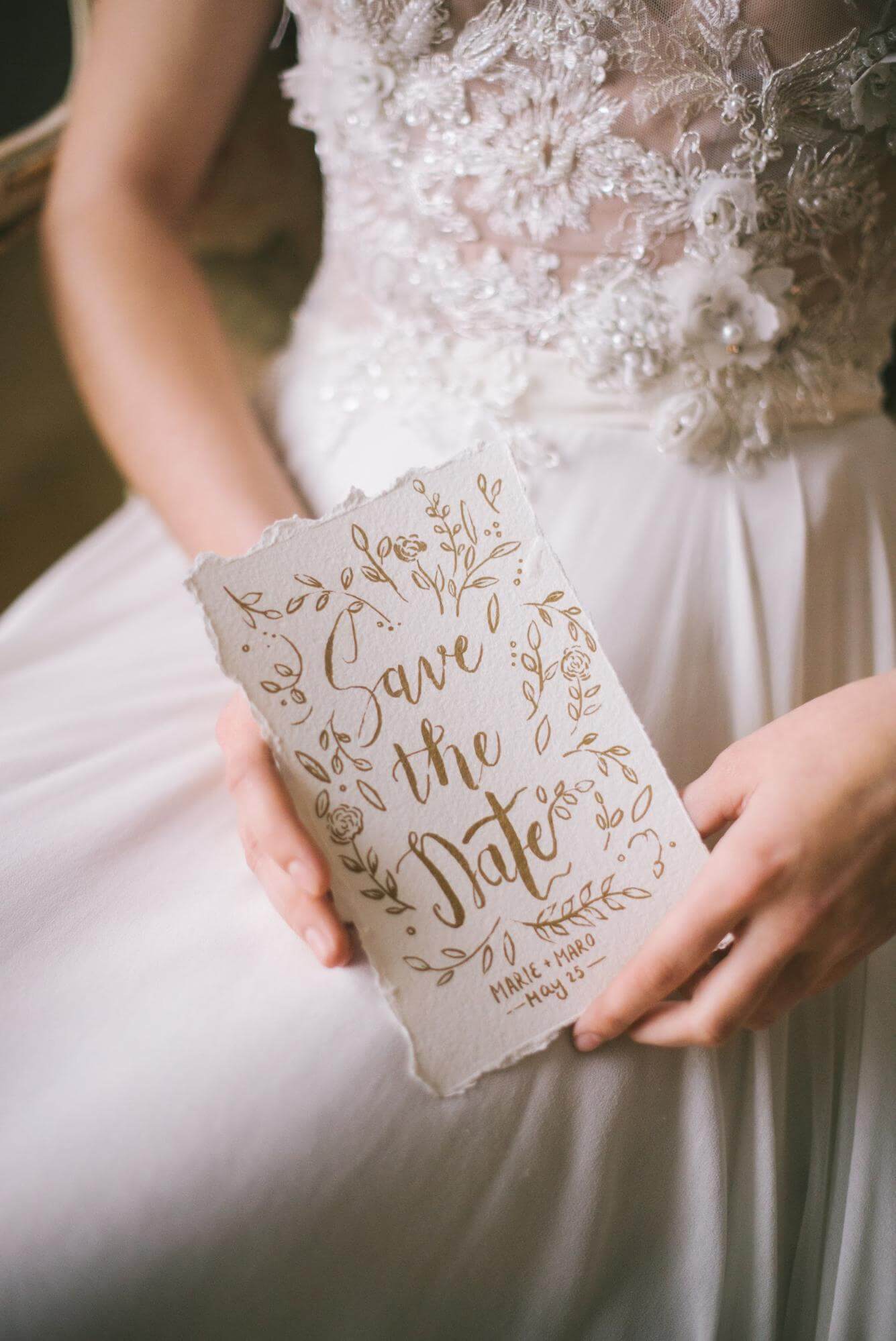 bride with save the date invitation bride with save the date invitation