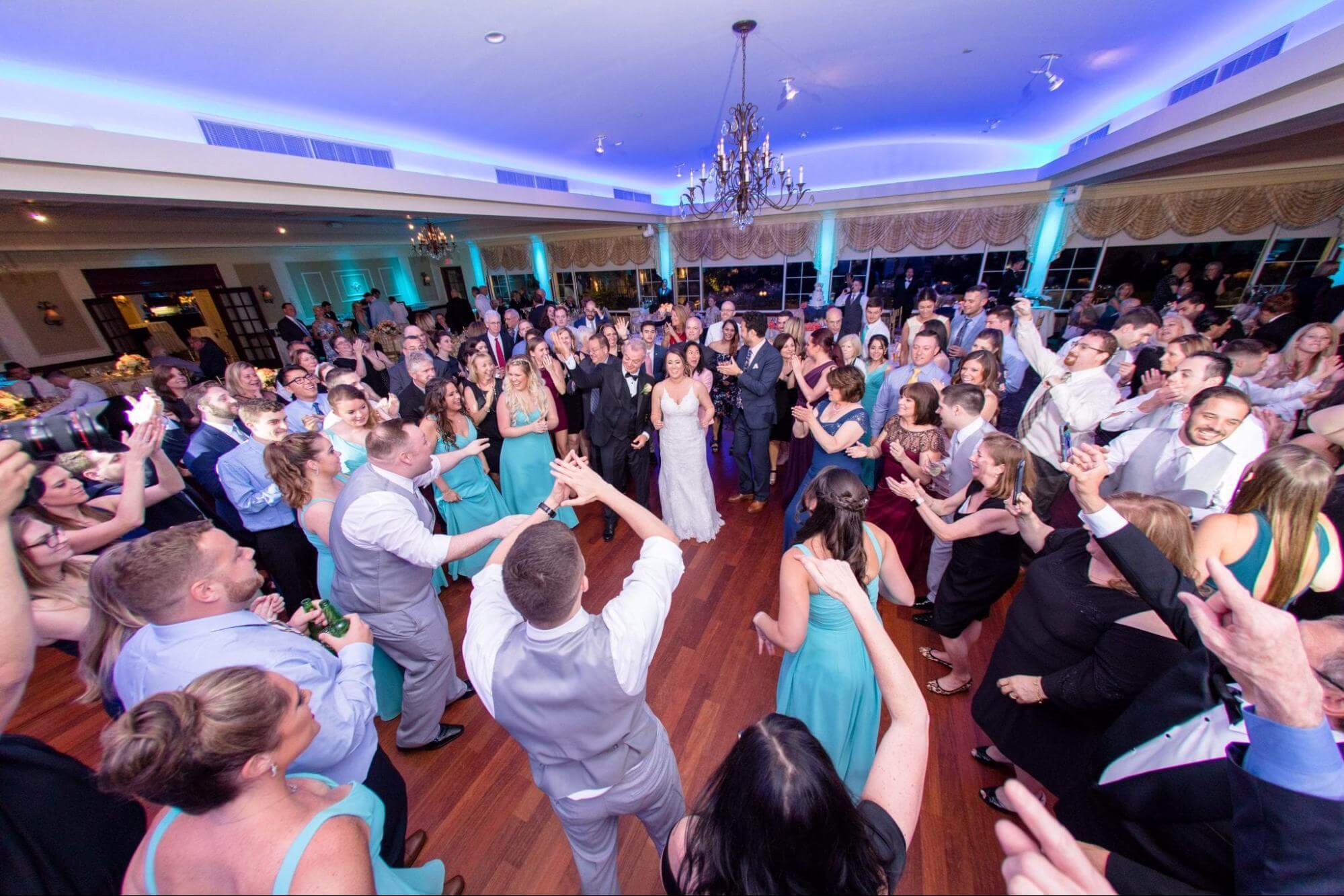 wedding guests dancing brooklake music