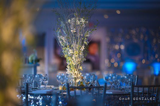 Close up of a bat mitzvah table centerpiece at Brookdale Events in NJ