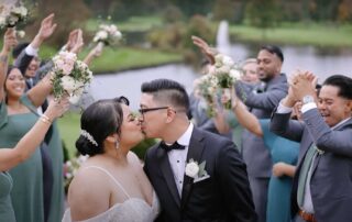 filipino wedding couple kiss at brooklake